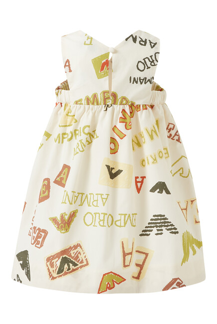 Kids All-Over Logo Print Cotton Dress